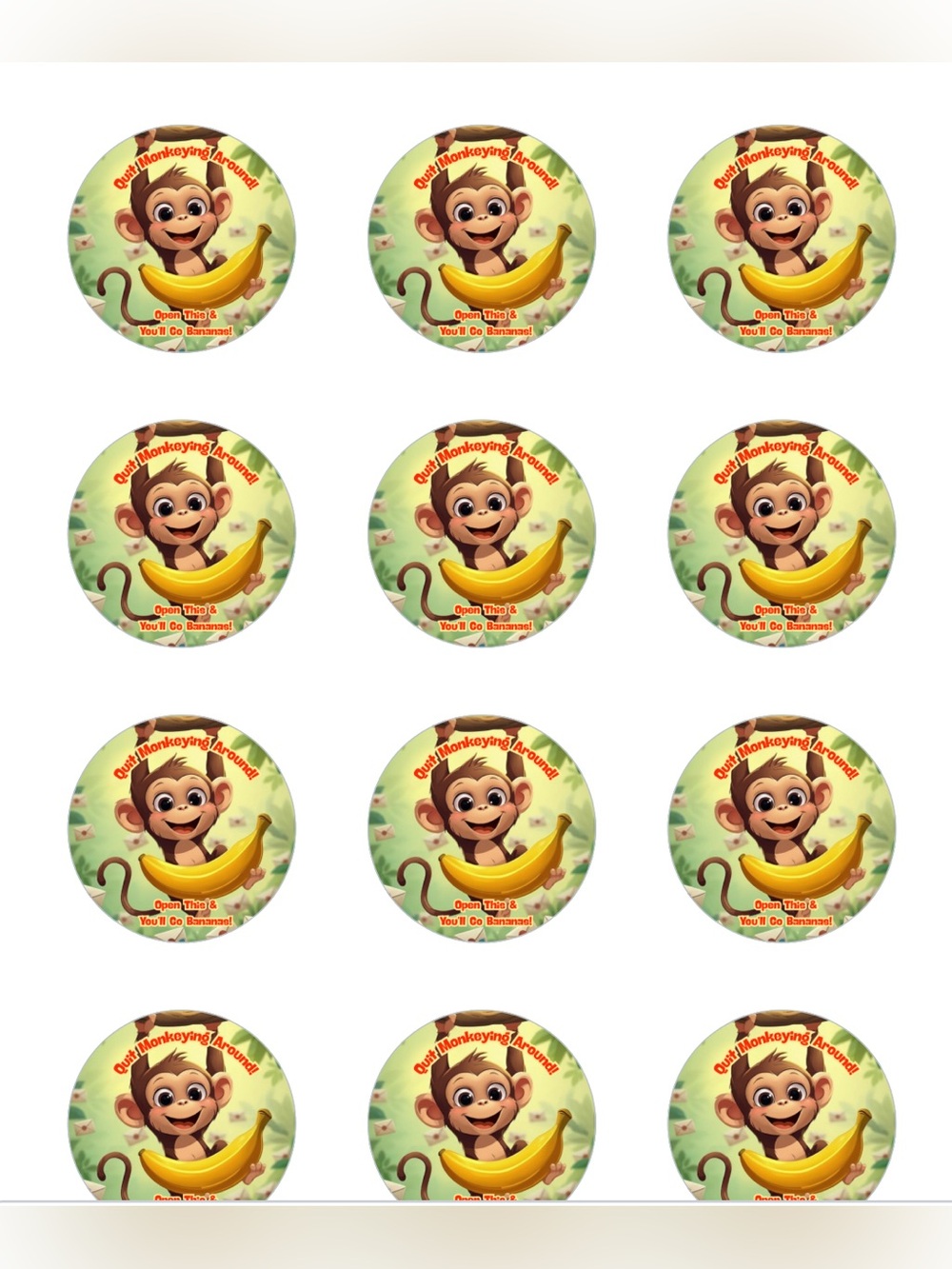 Cute Monkey Stickers (24ct) - Picture 1 of 2